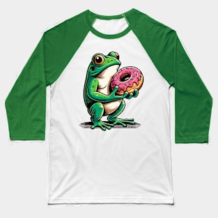 Cute frog carrying a donut Baseball T-Shirt